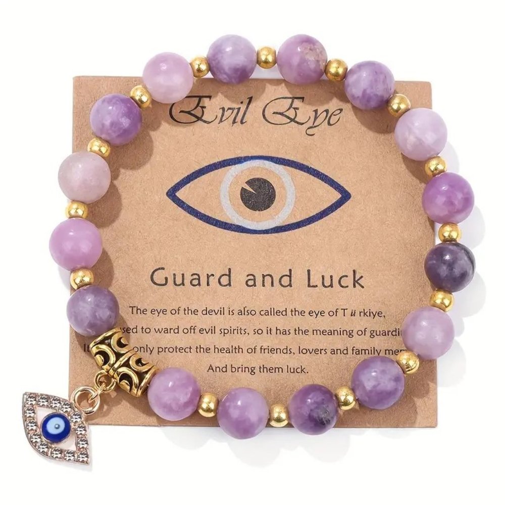New Evil's Eye Natural Stone Beads Bracelet Vintage Energy Stone Lucky Hand brac